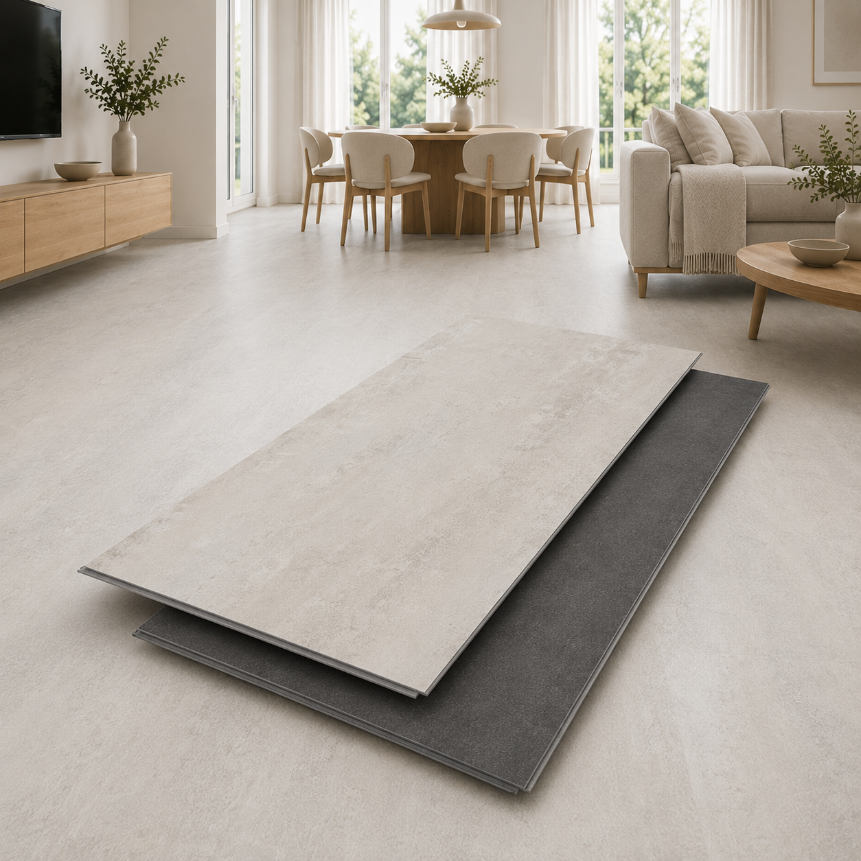 HAGO24 PVC-Vinylboden Hell/Dunkel PVC Klickvinyl PVC-Bodenbelag Vinyl-Dielen Zement-Optik Klicksystem Trittschalldämmung