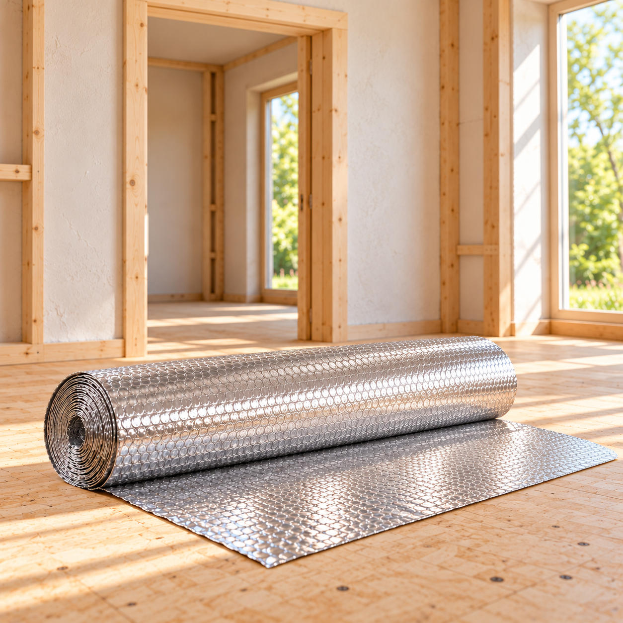 HAGO24 Aluminium-Isolierfolie Silber Polyethylen Aluminium Thermofolie Luftpolster-Dämmfolie Reflexionsfolie doppelseitig laminiert 97 % Wärmereflektion 6mm Stärke
