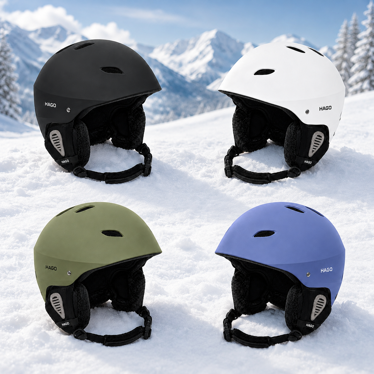 HAGO24 Skihelm Schwarz Weiß Blau Grün ABS-Kunststoff EPS-Schaumstoff Snowboardhelm Snowboardhelm Unisex größenverstellbar 14 Belüftungsöffnungen Skibrillenhalter