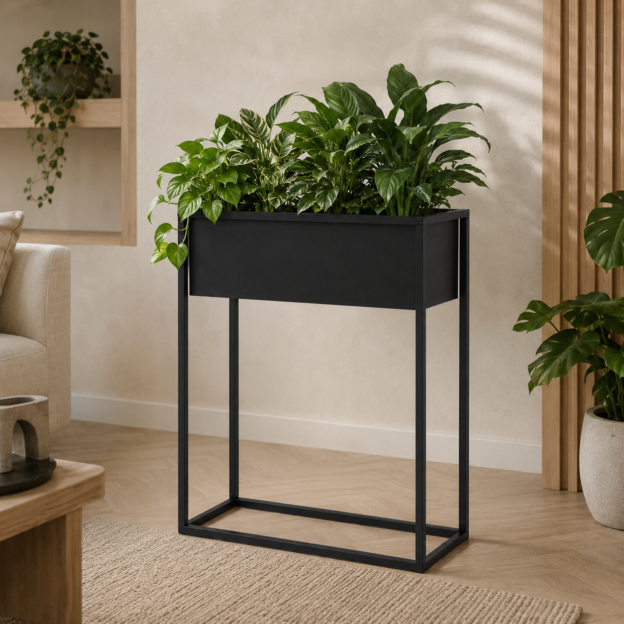 HAGO24 Pflanzenständer Blumenständer Pflanzgestell Pflanzkasten Metall Schwarz